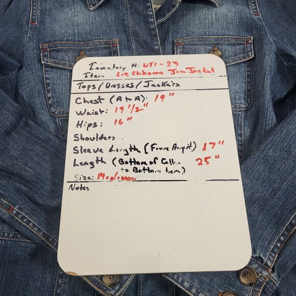 Liz Claiborne Jean Jacket Blue Collared  Denim Women's Medium Button - Picture 16 of 16